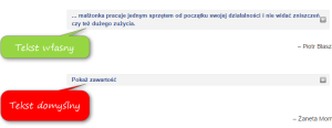 Komunikat tekstu do rozwinięcia